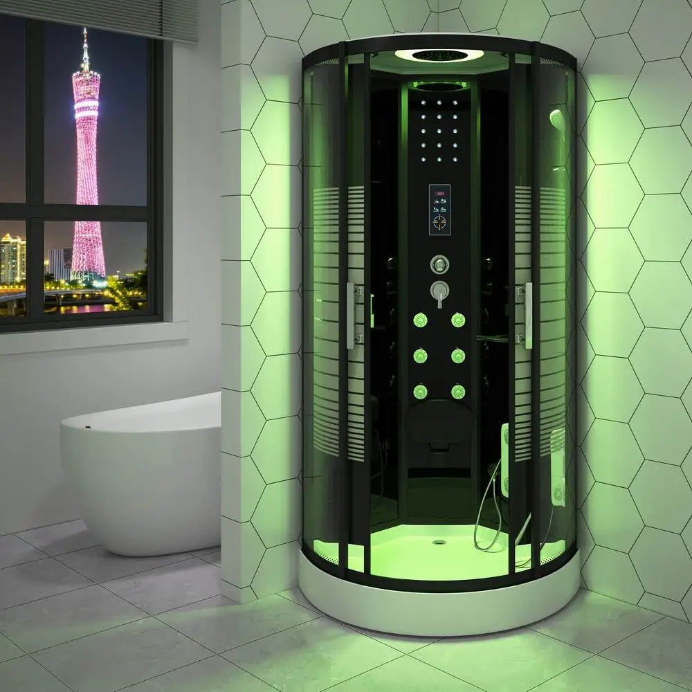 Luxury Black Hydro Massage and Steam Bathroom Shower Cabins Applied to Hotels