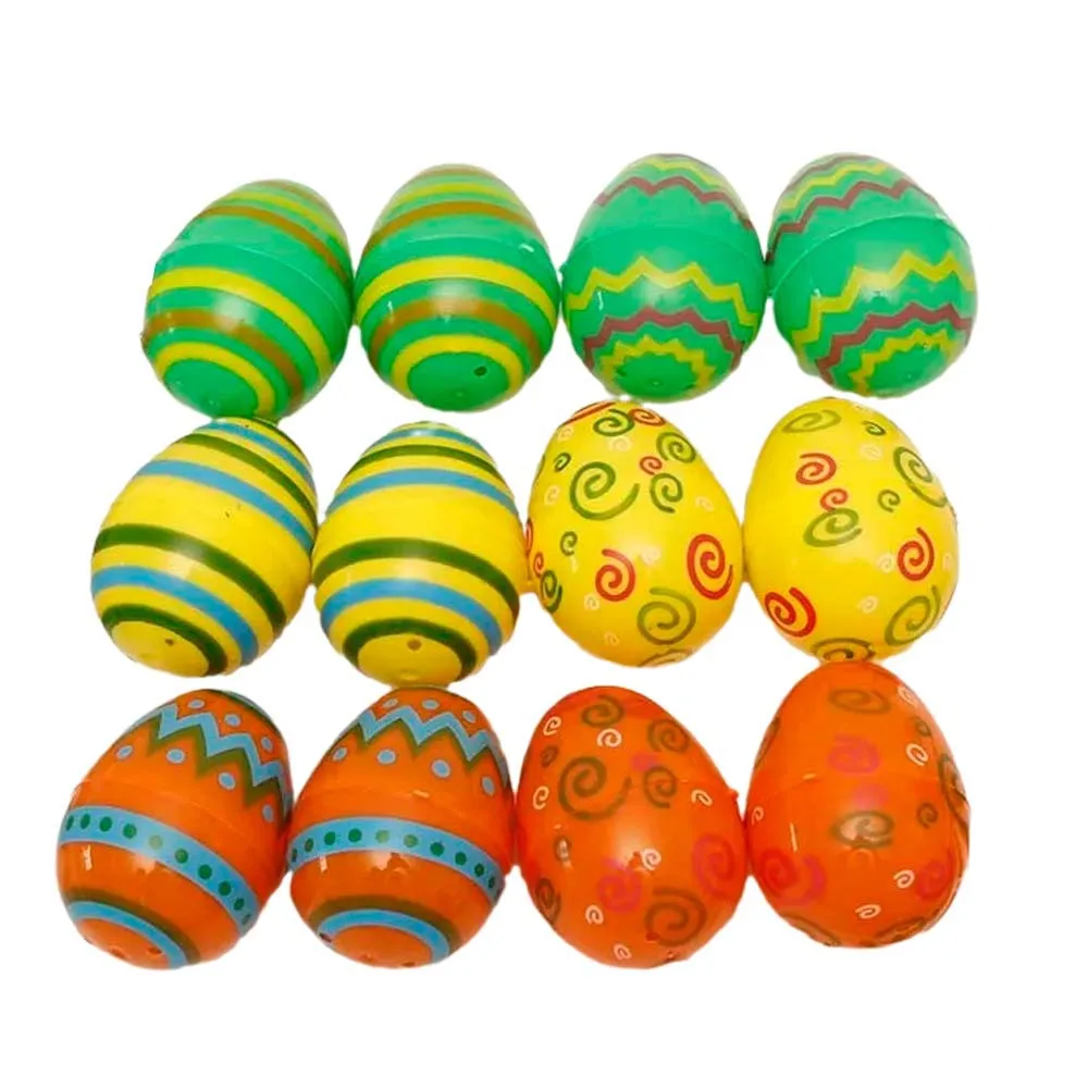 Easter Eggs Plastic Printed Fillable Easter Egg Party Favor Hunt Game Basket Stuffers Fillers Assorted Colors