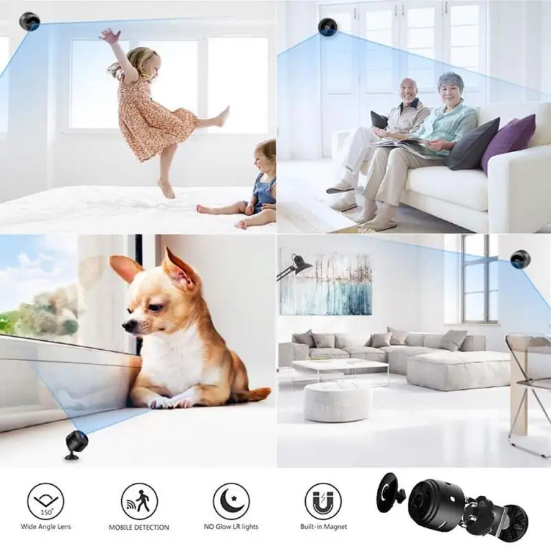 Wireless Ip Mini Wifi Surveillance Camera 150 Degree Wide Angle Night Vision Remote Monitor