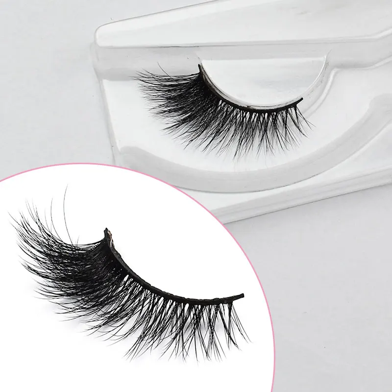 Wholesale 3D Wispy Faux Mink Silk Strip Eyelashes black cotton Band Natural Half False Lash For Makeup Natural Soft Lashes