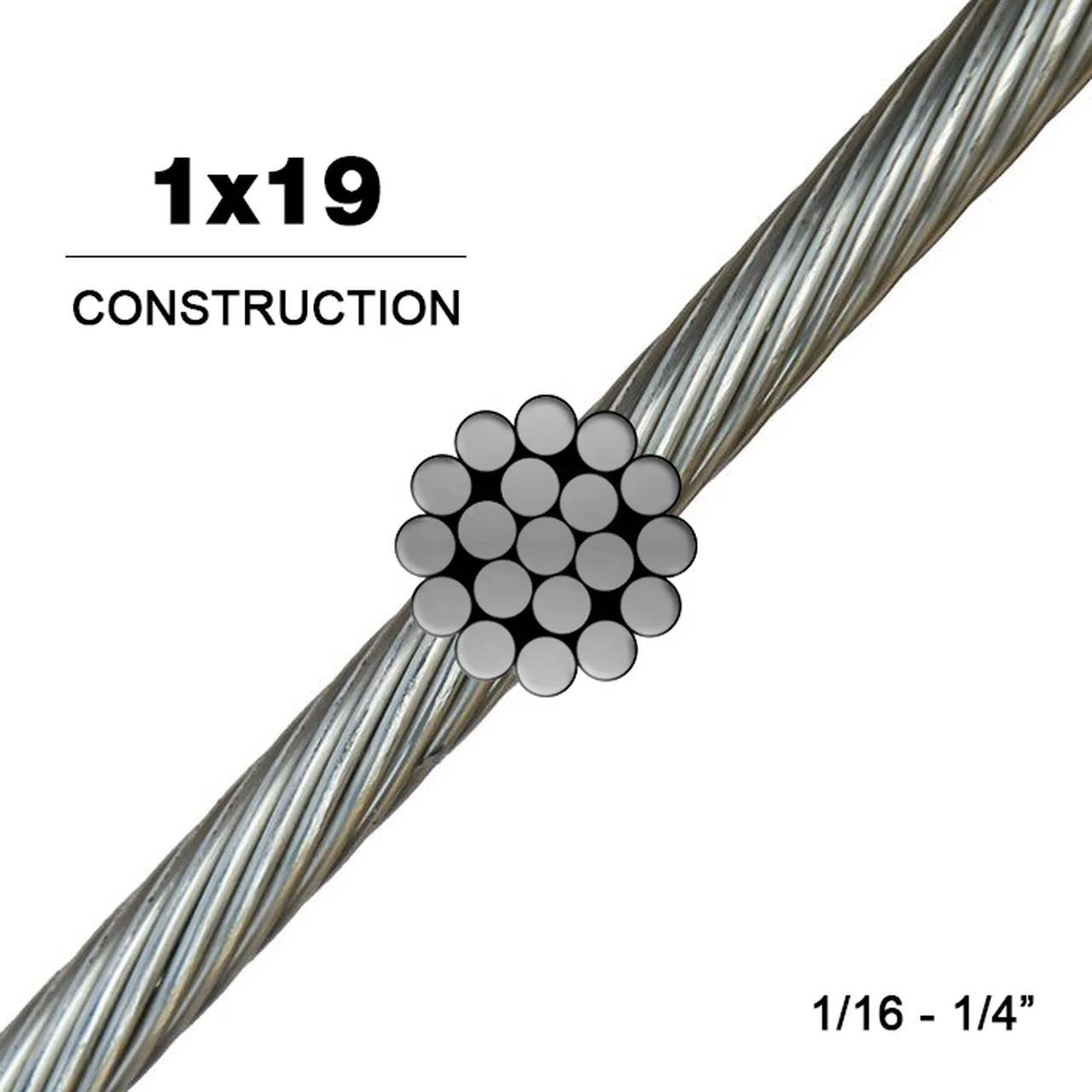 AISI304 stainless steel wire rope 1x19  1.0mm