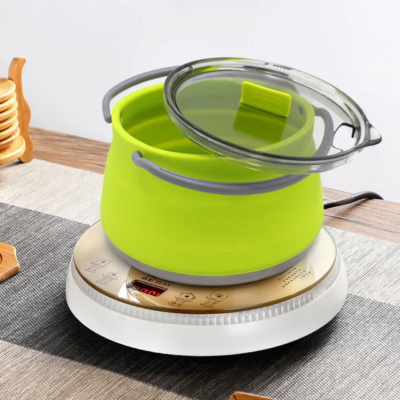 High quality Outdoors Collapsible Outdoor Travel Pot Foldable Food Grade Camping Silicone Kettle