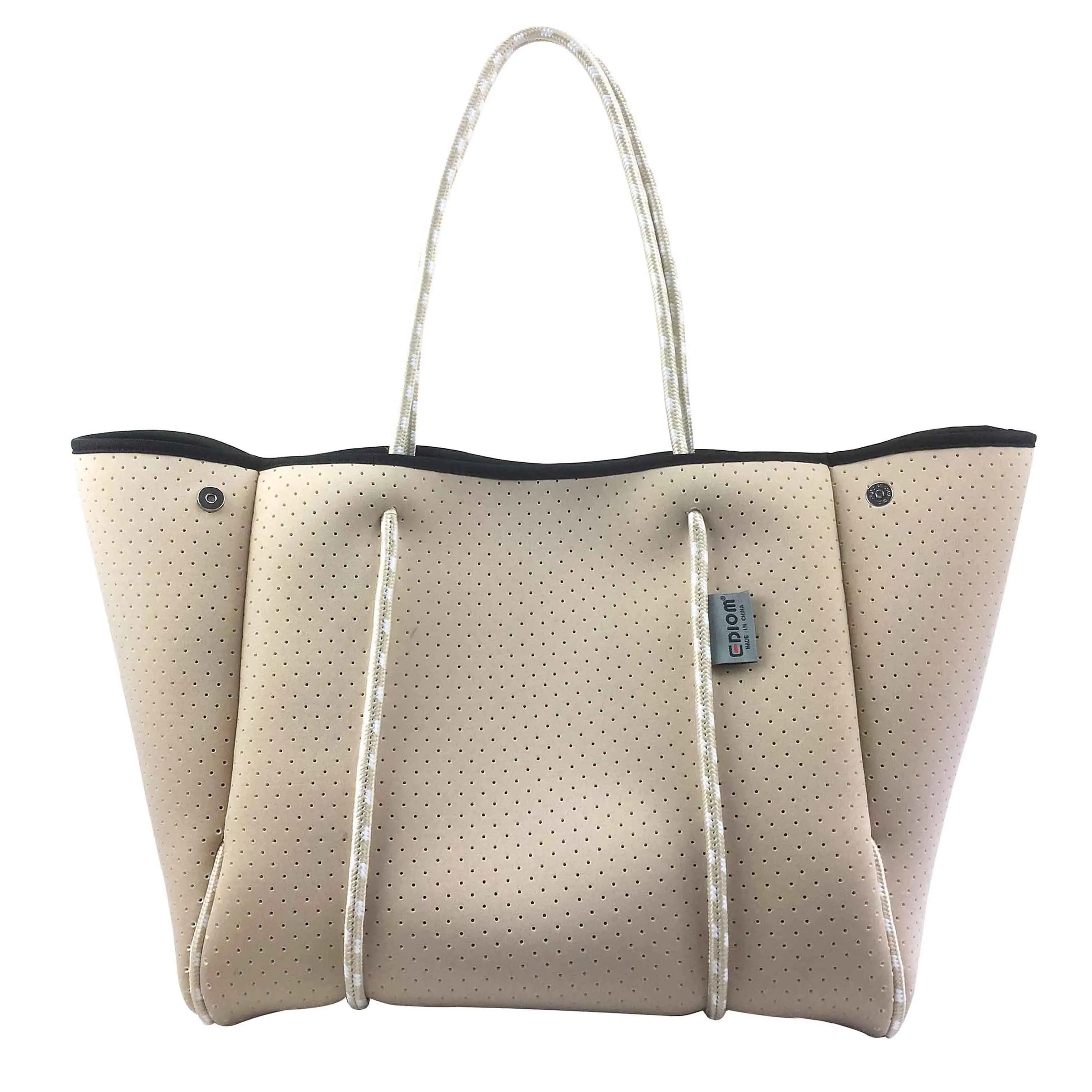 Wholesale custom design fashion perforated ladies hand bags neoprene beach tote bag for women