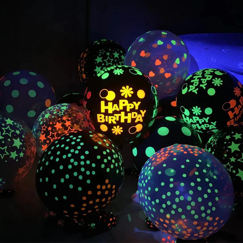 Wholesale Glow in Dark Party Neon Balloons  Blacklight Luminous Fluorescent for Birthday Wedding Supplies Party Decorations