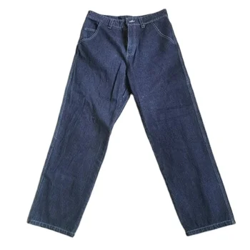 Wholesale Ready Made Hot Sale New Washed Loose  Men Stretch Wide Leg Loose Jeans Light Blue Indigo Custom
