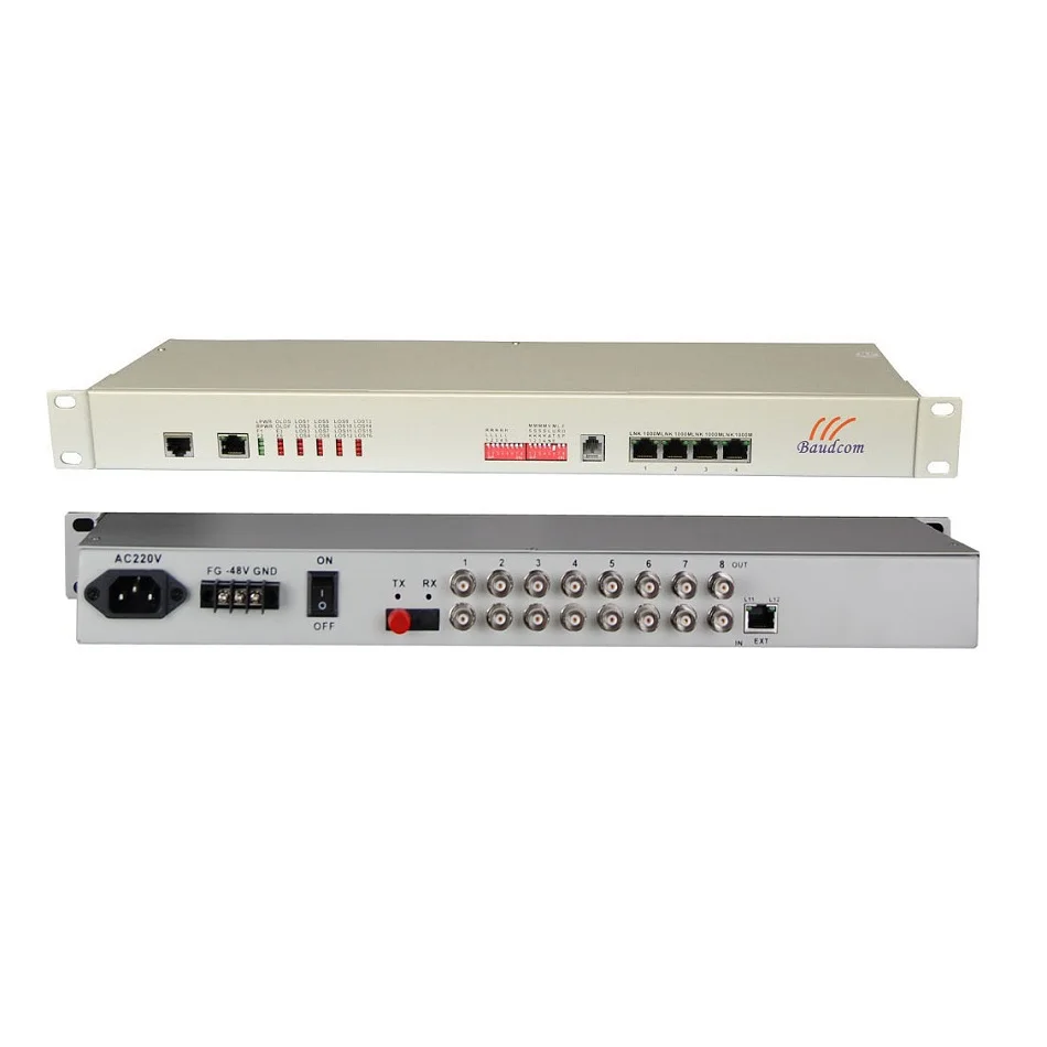 Baudcom 8E1 4 10/100/1000 Gigabit Ethernet Fiber Multiplexer