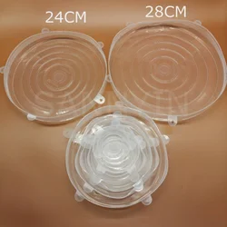 6/7/8 Pack New Designed Low MoQ Low Price Various Sizes Reusable and Durable No Spill No Slip  Cap Food Silicone Stretch Lids