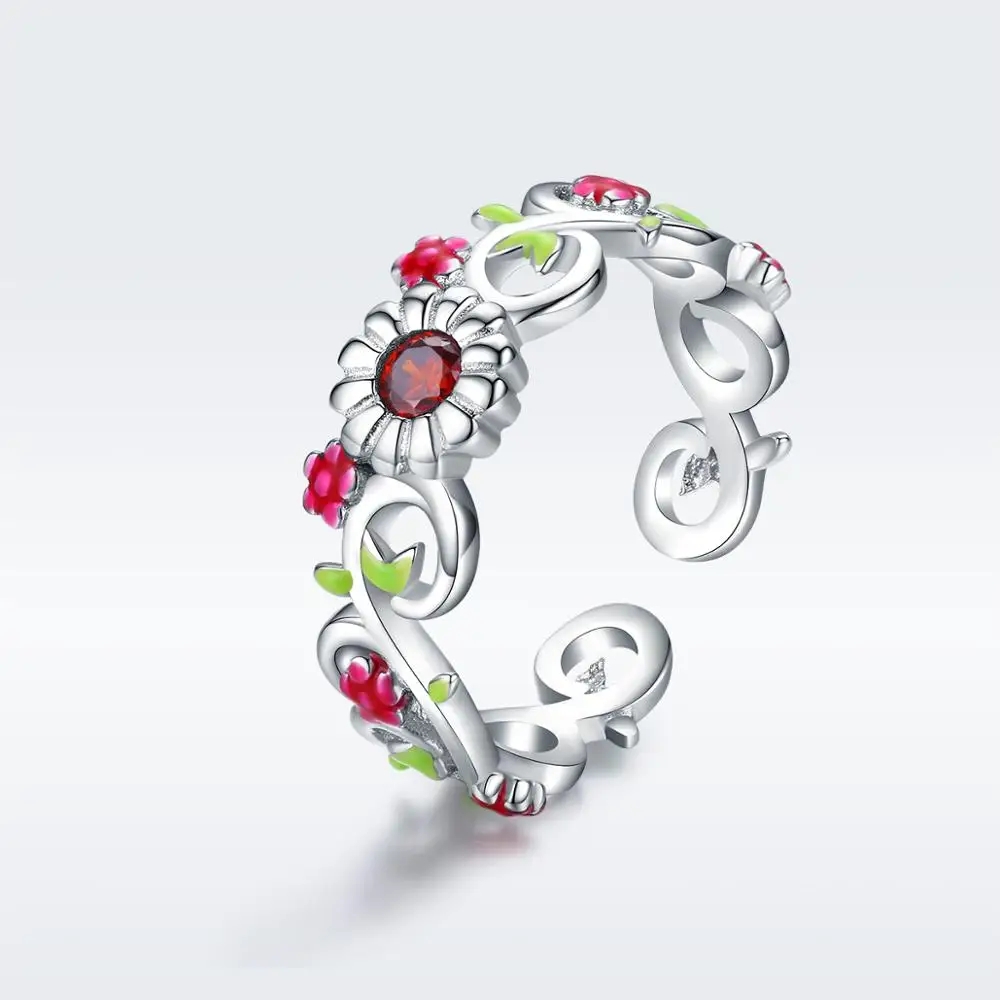
Hot selling dubai jewellery colorful flower stone gems zirconia silver 925 Ring jewelry 