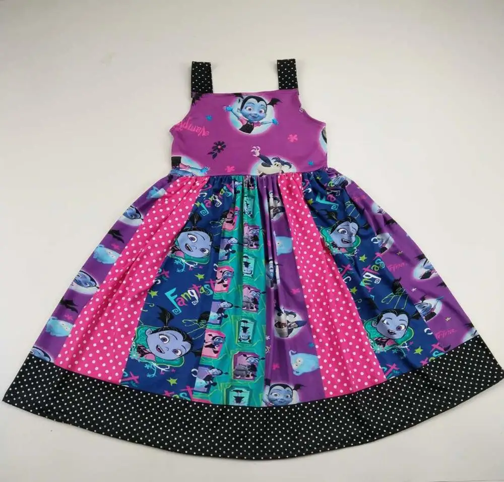 
2019 kids boutique short sleeve dress summer children adorable dress hot sale vampirine strapless dress 