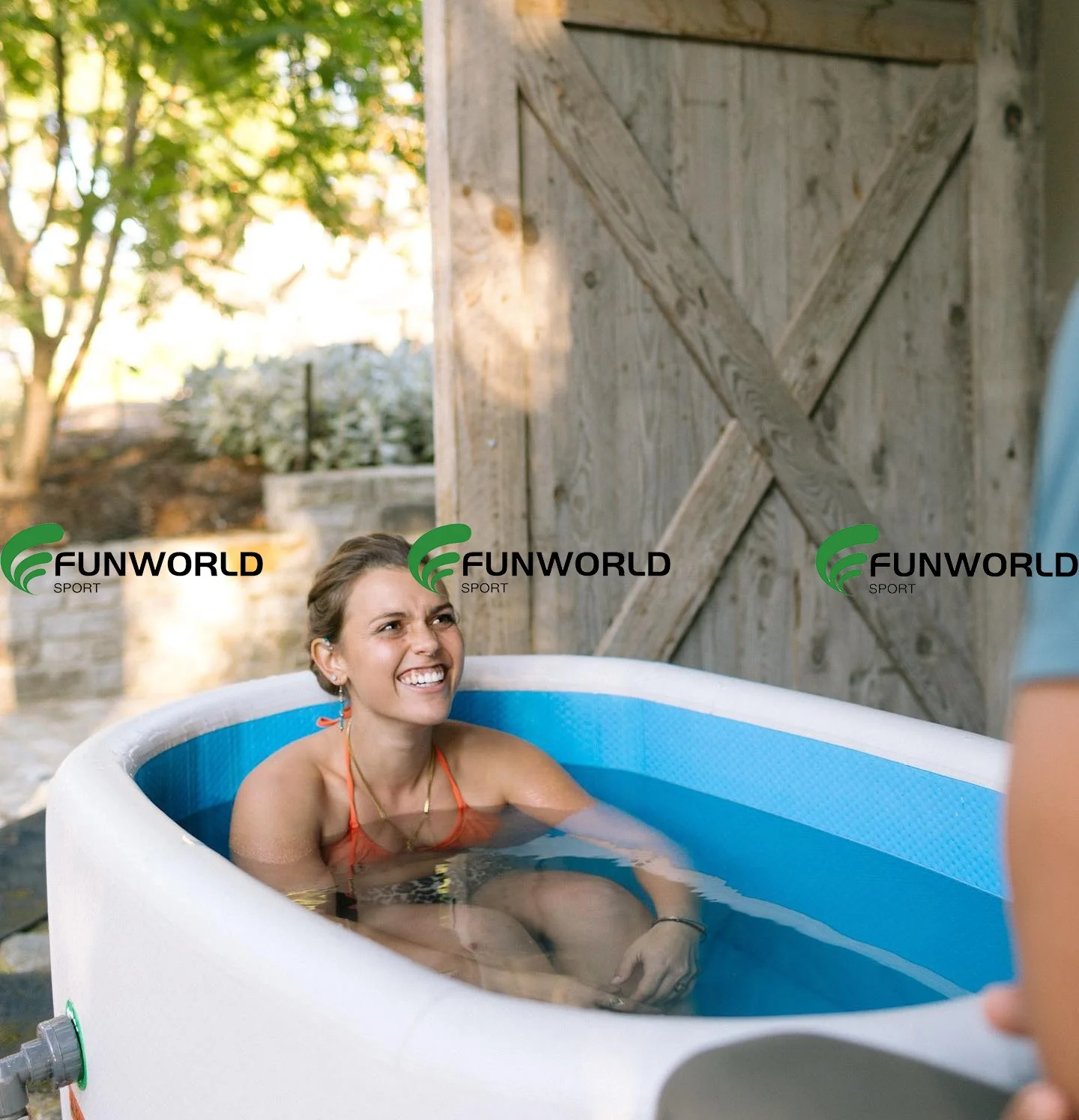 Funworldsport OEM/ODM Inflatable Ice Baths Cold Plunge Bath Inflatable Bath Tub With Pump For Adult