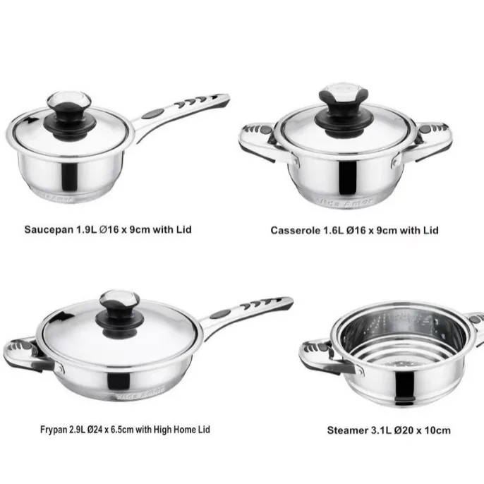 MU New Design Culinary Comforts Kitchen Cooking Pot Sets Stainless Steel Cookware Sets