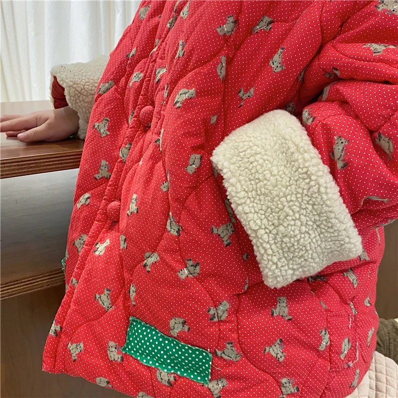 2021 New fashion Girl Cotton Jacket Thick Warm Kids christmas red outwear Winter Clothes Children Jacket for kids Boys Coat