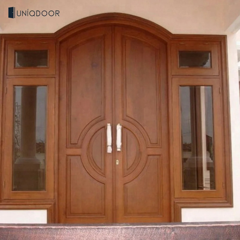 
Uniqdoor teak wood solid double door main door designs 
