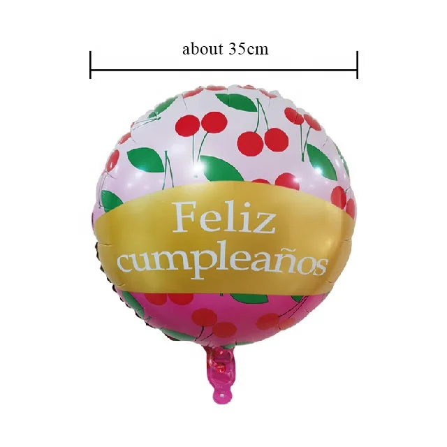 BONA Custom Printed Design Inflation Balloon Toys Happy Birthday Spanish Round Foil Halloween Party Decorative Helium Balloons