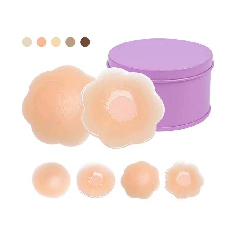INVISFEEL exclusive custom iron box liquid silicone nipple cover 6.5cm invisible medical nipple sticker