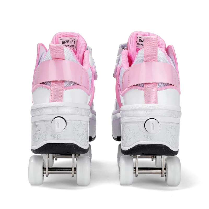 OEM Breathable Footwear  Big Four-wheeled Walking Shoes With Mesh and Leather In Stock Outdoor Sports Unisex Adults Rollerskate
