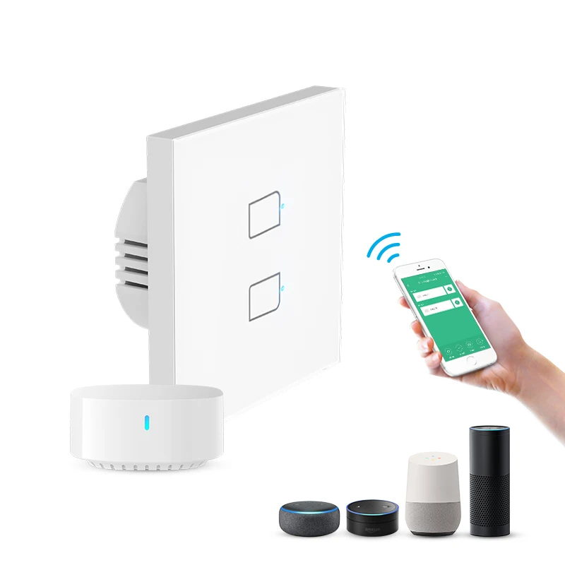 BroadLink Touch Switch EU Standard  AC230v Switch 2Gang Single Control Wall Lamp Touch Switch