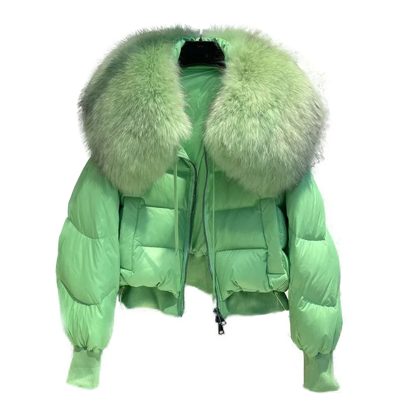 New Arrival 2023 Short Duck Down Coat Winter Jackets Women Puffer Coat Raccoon Fur Collar Jacket
