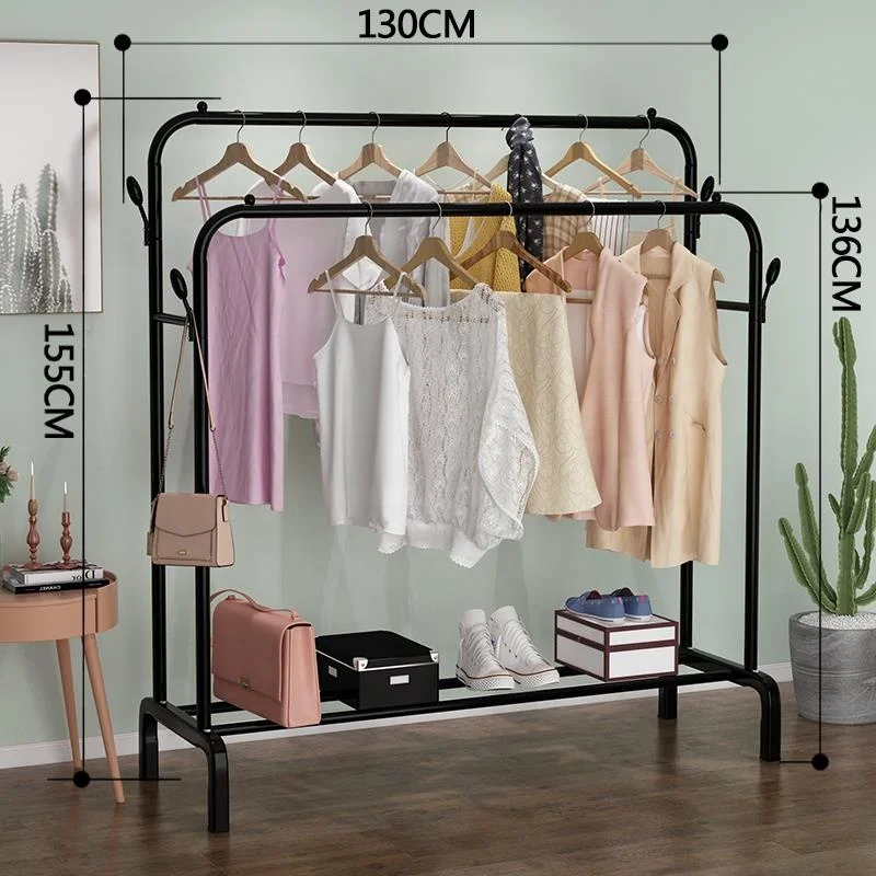 Stainless Steel Double Pole Clothes Rack Stand Double Garment Rack
