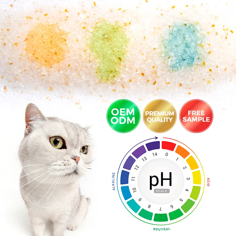 Wholesale custom Highly Absorbent natural Dust Free Silica Gel Cat Litter PH health care monitoring indicator Crystal cat sand