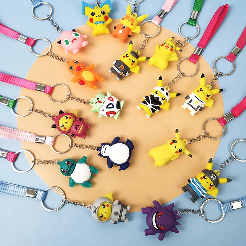 New arrival pokemoned blind box toys action figures Pokemo Ka waii Pika chu keychain bag pendant anime collection toys for gift