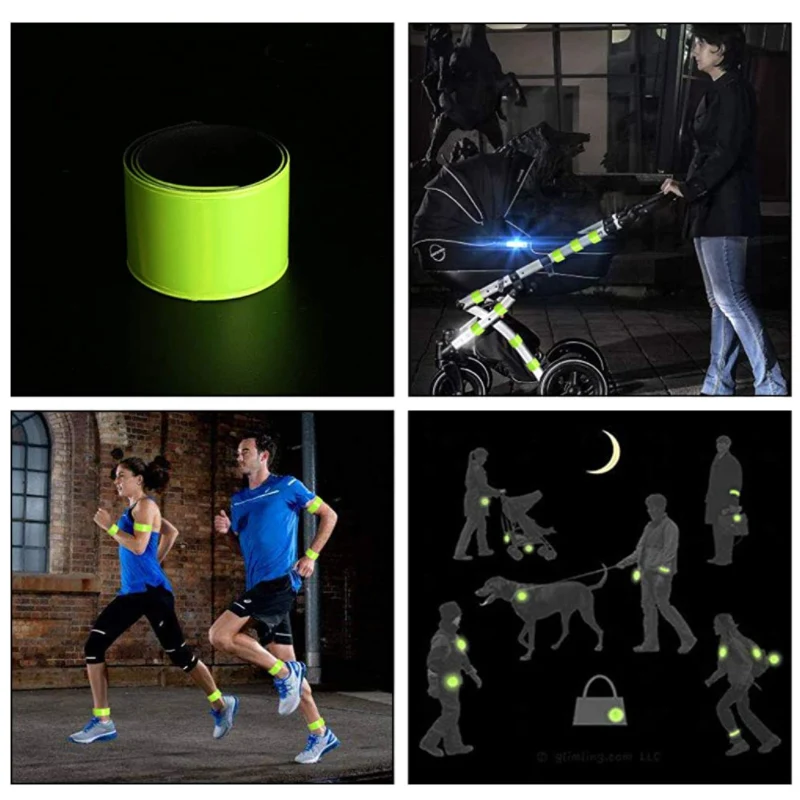 High Visibility Reflective Bracelet Armband Reflective Slap Snap for Cycling, Running, Adults, Children
