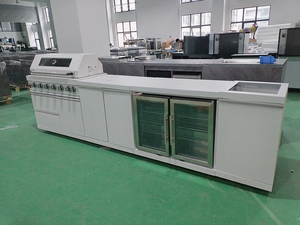 2024 Customized Modern Modular Outdoor Kitchen BBQ Island with Grill and Fridge Equipment for BBQ