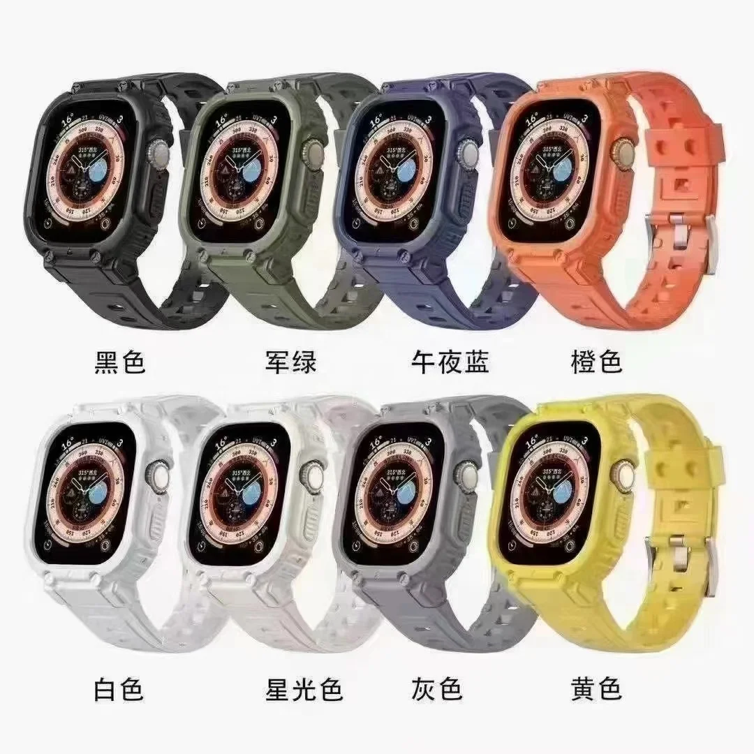 Compatible Watch Band 49mm 45mm 44mm 42mm with Case Shockproof Rugged Band Strap for iWatch SE2 SE Series