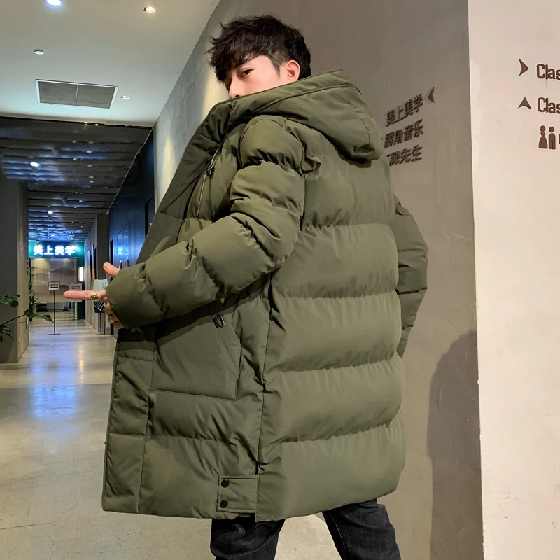 Winter Cotton-padded Jacket Mid-length Cotton-padded Jacket Korean Men Thick Warm Mens Down Padded Jacket Hooded Coat