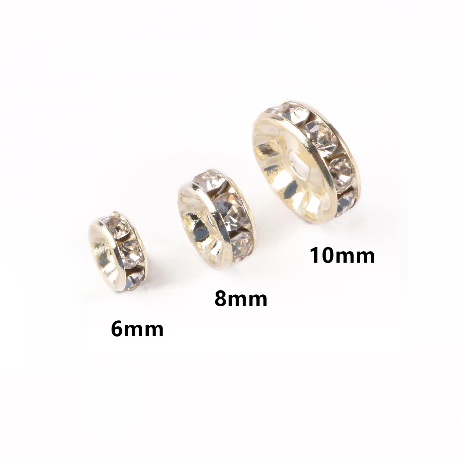 Sutoyuen 6mm 8mm 10mm Multicolor Colorful Round Bracelet Rhinestone Circle Bead Wheel Rondelle Crystal Spacer Beads For Necklace