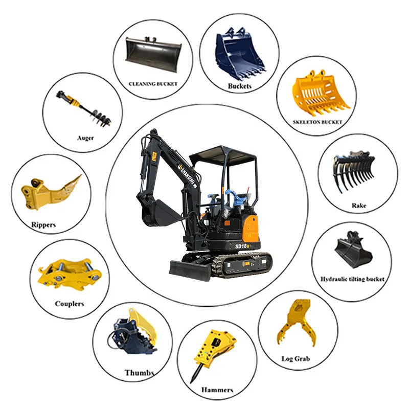 Chinese Factory Price 1.8t New Mini Excavator with Bucket and all kinds of attachments