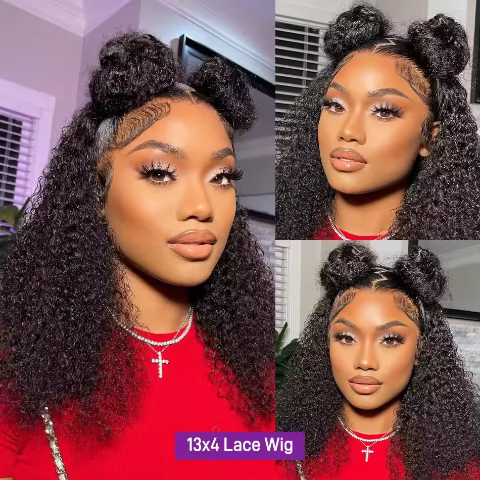 Human Hair Lace Front Wig Factory Price Wholesale Cuticle Aligned Unprocessed 13x4 4x4 Brazilian Hair Afro Kinky Curly Wig