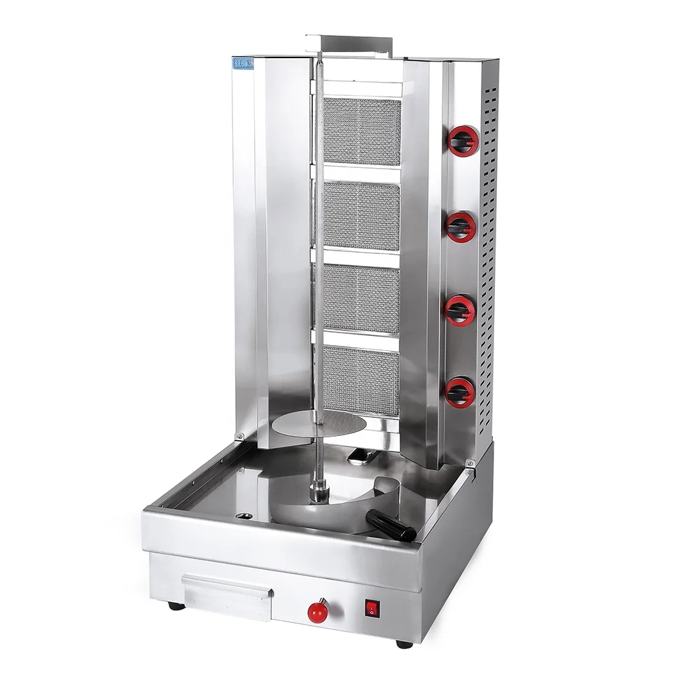 Stainless Steel Gas 4-burner Kebab Machine Automatic Kebab Grill Shawarma Machine For Restaurant & Party