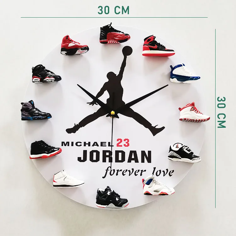 custom Silent wall clock home decor diy sneaker 3d jordan nike  michael  jordan shoes clock wall clocks