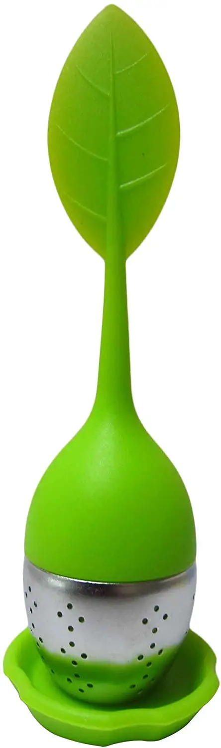 Reusable  Stainless Steel Loose Leaf Silicone Tea Infuser with Drip Tray