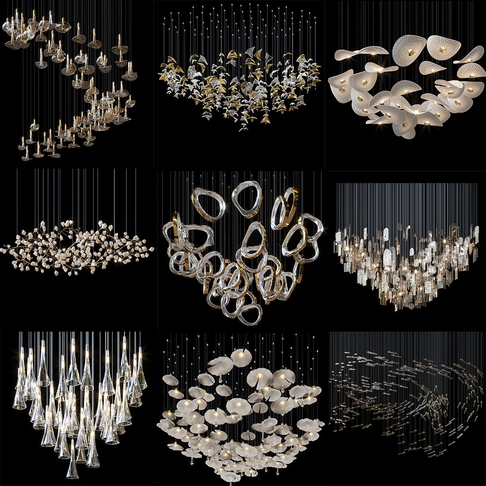 modern lighting pendant lamparas colgantes de techo hanging lighting waterfall villa dining room hotel  led chandelier