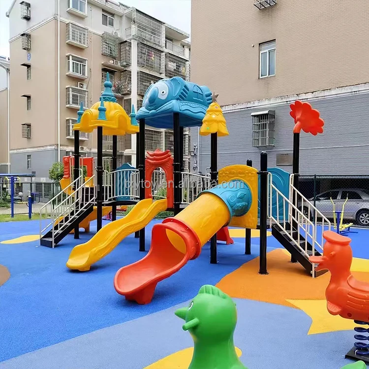 Factory sale kindergarten sports park children slide outdoor playground equipment plastic tube slides for kids
