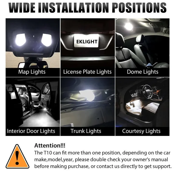Best 194 501 W5W T10 CANBUS LED Side Marker Lights Dome Map Bulbs Interior Car Lights