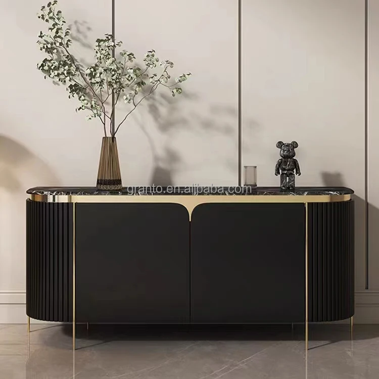 Customized color living room side table home use furniture black color side cabinet wood frame dining room storage table