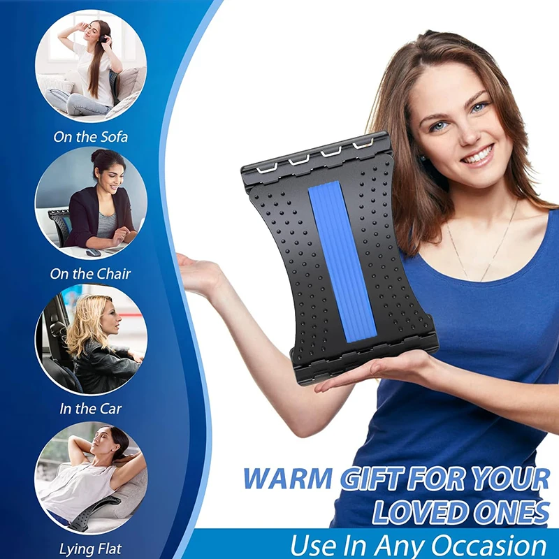 Back Massager Cracker Board Device for Scoliosis 3 Level Adjustable Lumbar Back Stretcher for Lower Pain Relief