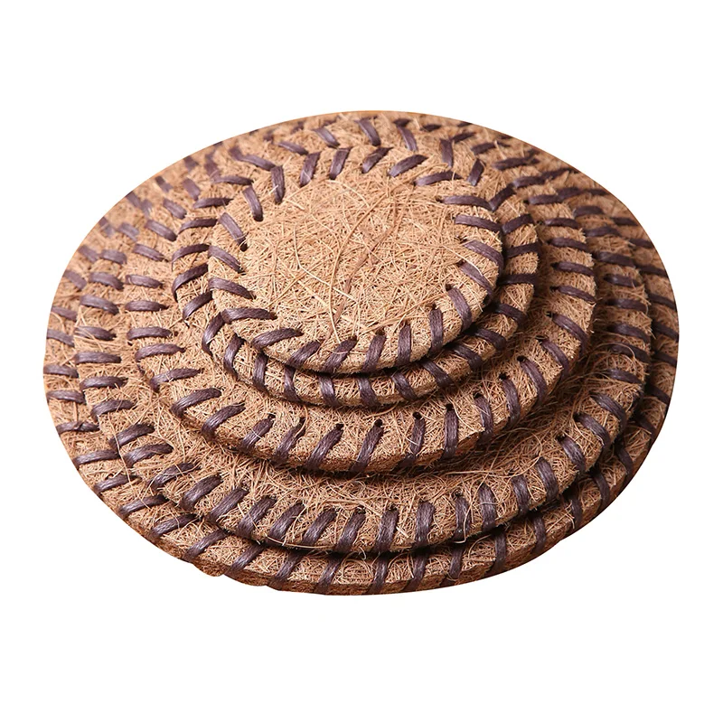 
Coconut silk coaster pot mat saucer brown hair mat household insulation non-slip tea ceremony accessories 