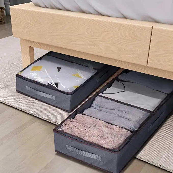 Durable Fabric Under Bed Clothes Organizer with Large Adjustable Dividers