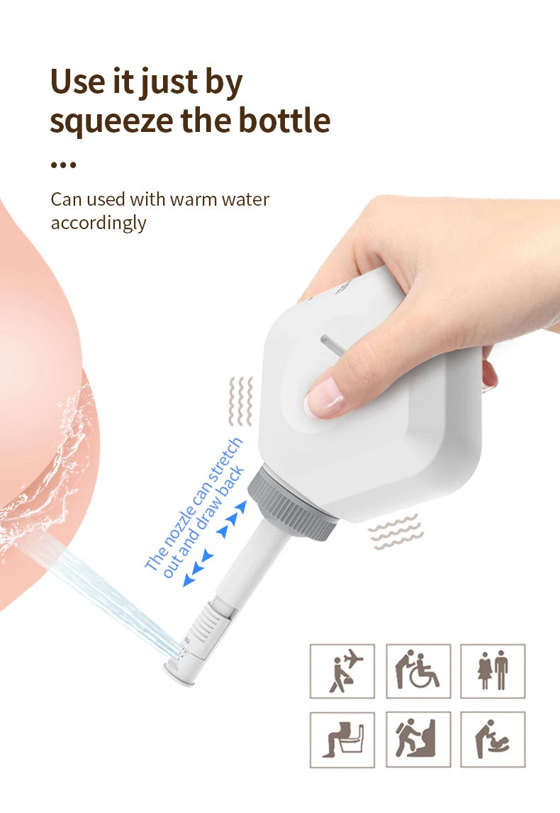 New Design Bidet Handheld 240ML Manual Portable Bidet Sprayer Traveling  Square Shape Water Bidet for  Hygiene Care