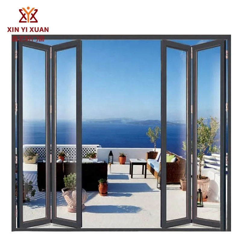 
Guangzhou Manufacturer modern interior glass doors aluminum glass folding door frame material Bathroom folding doors 