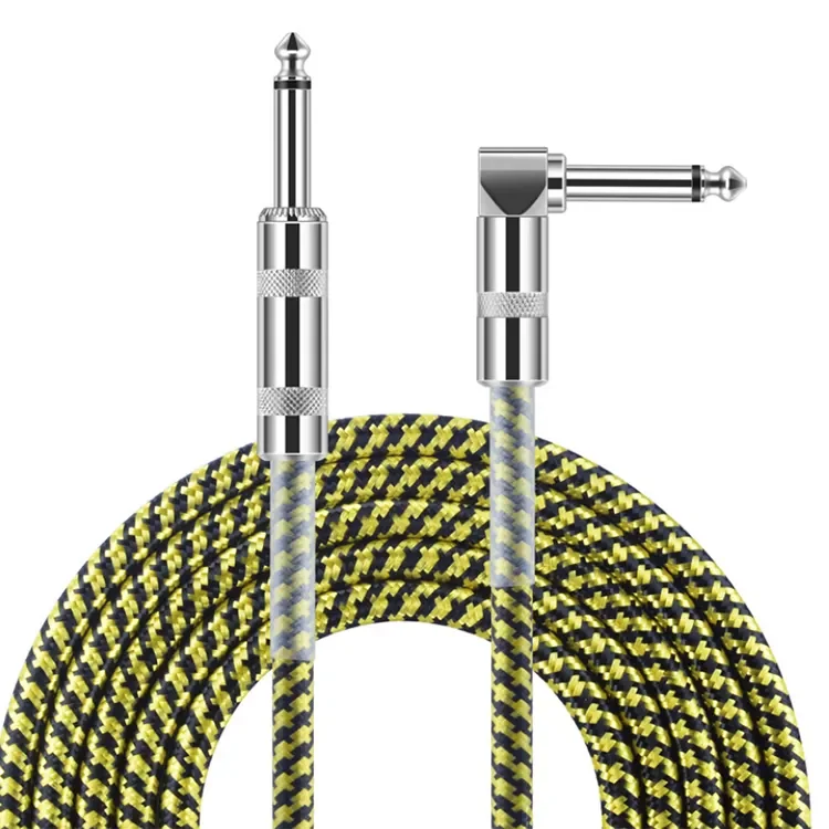 Custom 6M 20FT Noiseless Braided Tweed Cloth Guitar Wire Instrument Cable for Electric Guitar and Bass