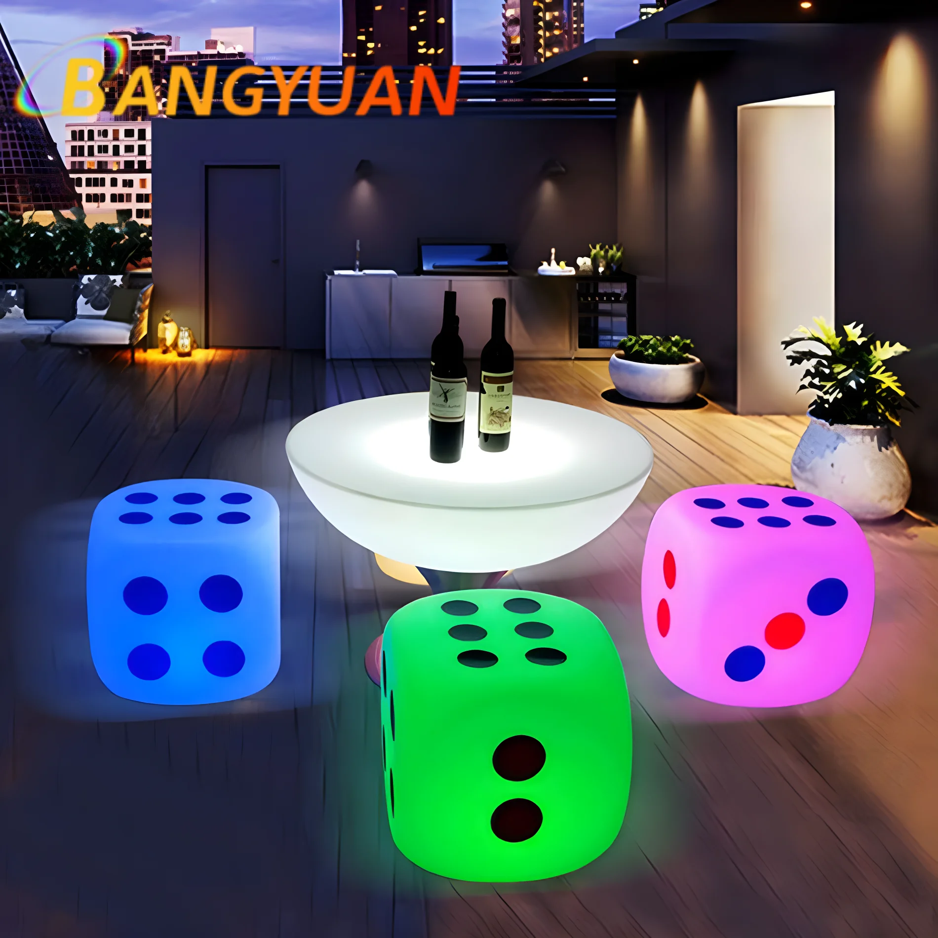 Casino Decorative LED dice chairs with 16 color change Bar furniture waterproof bar chair for nightclub lounge chair