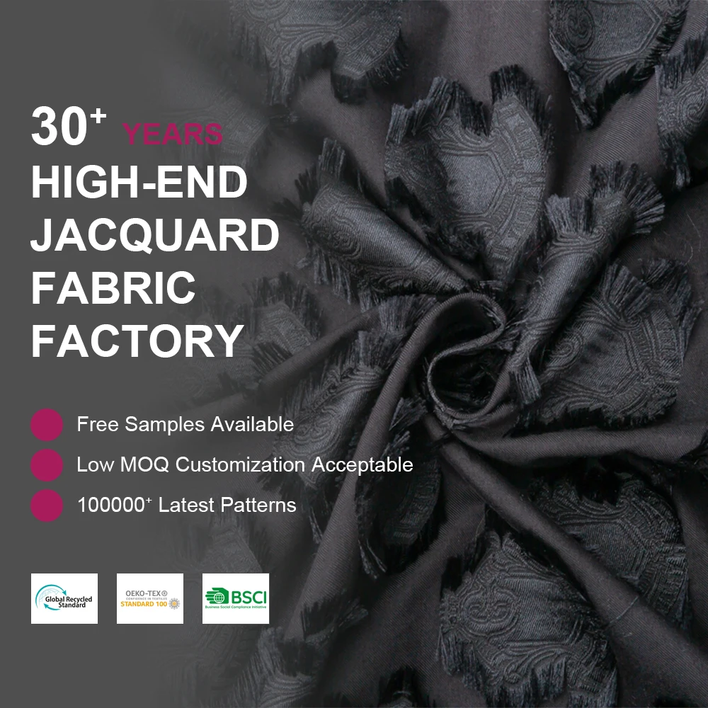 KEER China Factory Custom Wholesale JBM6761 Dress Soft and Skin Friendly Women Black Jacquard Fabric Clothes