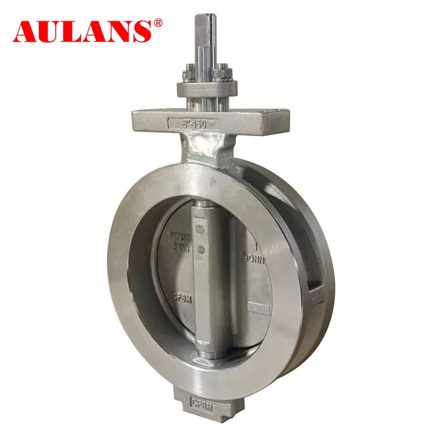 High performance double eccentric wafer butterfly valve 304 / 316 high temperature soft seal double eccentric butterfly valve