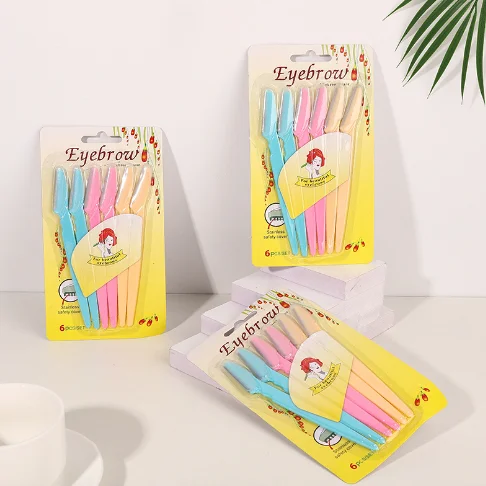 6pcs OEM Cheap Eyebrow Razor Women Makeup Tools Eyebrow Razor Trimmer Stainless Steel Blade Eyebrow Trimmer Set