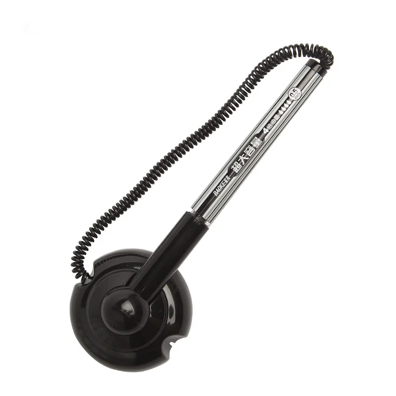 Rollerball Pen With Base Fix On Table Counter Liquid Ink Desk Pen With Chain 0.5mm Business Desk Stand Pen